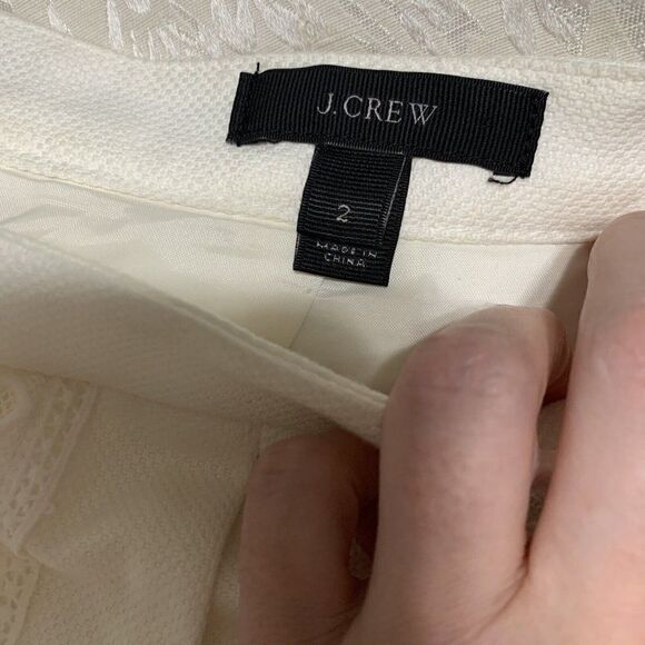 j crew womens solid white fit flare knee length skirt 2 xs - Picture 3 of 7